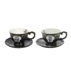 Assorted 7oz. Skull & Roses Ceramic Teacup & Saucer Set, 1pc. by Ashland&reg;