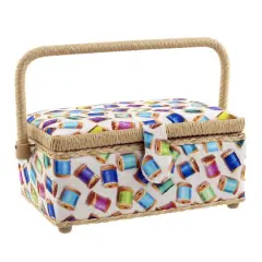 Dritz&reg; Spools Small Sewing Basket with Removable Tray