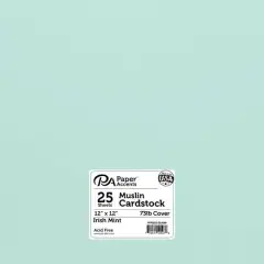 PA Paper&trade; Accents 12" x 12" Muslin 73lb. Cardstock, 25 Sheets Irish Mint