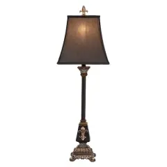 34.5" Tuscan Black Polystone Fleur-De-Lis Buffet Lamp