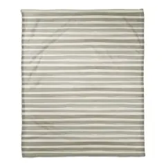 Watercolor Stripes Coral Fleece Blanket Green/White