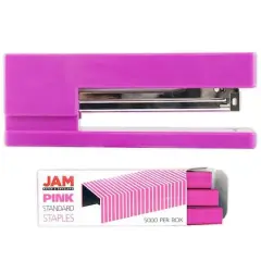 JAM Paper Desk Stapler & Staples Set Fuchsia/Pink
