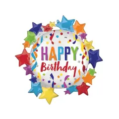 SuperShape&reg; 30" Happy Birthday Star Foil Balloon