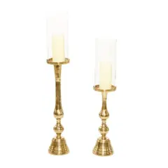 Gold Aluminum Traditional Candle Holder Set