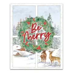 Be Merry Winter Window 16x20 Canvas Wall Art