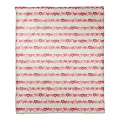 Watercolor Heart Stripes 50" x 60" Coral Fleece Blanket