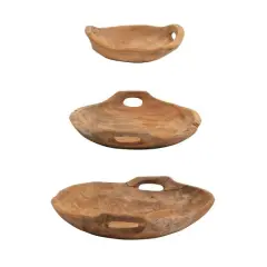 Hello Honey&reg; Teak Wood Bowls with Handles Set