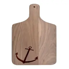 17" Anchor Icon Walnut Wood Paddle Cutting Board