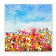 Stupell Industries Bold Summer Blooming Flower Field Under Cloudy Sky,12" x 12"