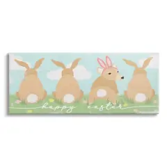 Stupell Industries Happy Easter Sentiment Bunny Tails Funny Corgi Dog Canvas Wall Art