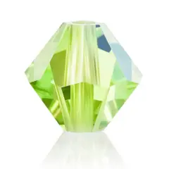 John Bead PRECIOSA 4mm Czech Crystal Bicone Beads, 40ct. Limecicle AB