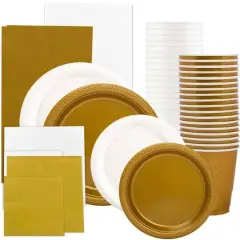 JAM Paper Party Tableware Assortment Grad Pack Gold/White