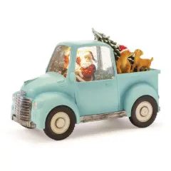 8.75" LED Snow Globe Truck with Santa and Dogs