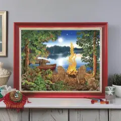 Diamond Dotz&reg; Advanced Lakeside Red Canoe Diamond Painting Kit