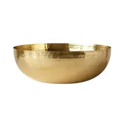 Hello Honey&reg; 14" Gold Finish Round Hammered Metal Bowl