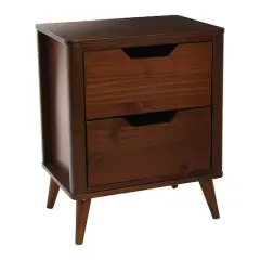 Hello Honey&reg; 26" Yume Mid Century Modern Solid Wood Nightstand with 2 Storage Drawers Walnut Finish