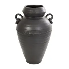20" Black Ceramic Speckled Textured Amphora Vase