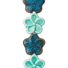 Aqua Mix Flower Ceramic Beads, 18mm by Bead Landing&trade;