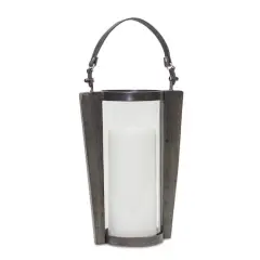 18" Glass and Iron Candle Holder