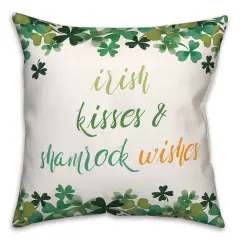 Irish Kisses Shamrock Wishes Pillow 18" x 18" Throw Pillow
