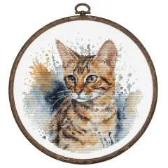 Luca-S Bengal Cat Counted Cross Stitch Kit with Display Hoop