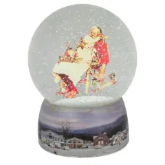 6.5" Norman Rockwell Santa and His Helpers Christmas Snow Globe