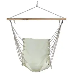 37.25" x 33" Cream Hammock Chair with Wooden Bar