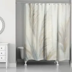 Soft Painterly Pampas Grass on Beige 71" x 74" Shower Curtain