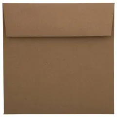 JAM Paper 7.5" x 7.5" Square Premium Invitation Envelopes, 25ct. Brown Kraft Paper Bag