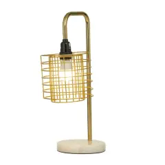 Gold Metal Industrial Table Lamp, 9" x 13" x 20"