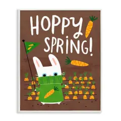 Stupell Industries Happy Spring Bunny & Carrots Framed Giclee Art White