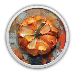 Painterly Pumpkin Top 20" x 20" Round White Framed Print