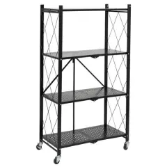Honey Can Do Black Collapsible 4-Tier Metal Shelf