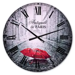 Designart 'Eiffel View From Paris Street French Country Wall Clock