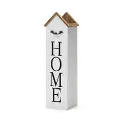 Glitzhome&reg; 30" Wood Home Boxed Porch Sign White