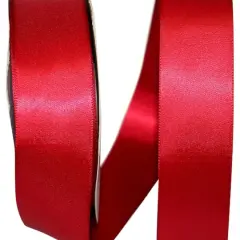 JAM Paper 1.5"x 50yd. Double Face Satin Ribbon Scarlet