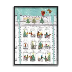 Stupell Industries Santa Claus Gifts City Rooftop Framed Giclee Art Black