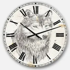 Designart 'Wolf Wild And Beautiful Iii Traditional Wall Clock