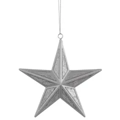 5.75" Silver Crackle Mirror Star Ornament