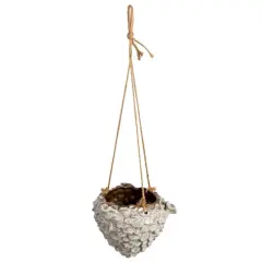 Hello Honey&reg; 7.5" Ivory Hanging Stoneware Seashell Planter with Rope