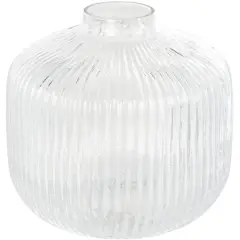 8.5" Clear Short Round Ribbed Glass Vase