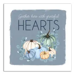 Gather Hearts Blue Mood Pumpkins Canvas Wall Art