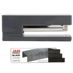 JAM Paper Desk Stapler & Staples Set Gray/Black