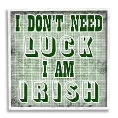 Stupell Industries Don't Need Luck I'm Irish Funny Plaid Framed Giclee Art White