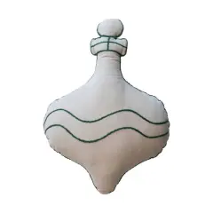 Hello Honey&reg; 15" Natural & Green Ornament-Shaped Cotton Velvet Throw Pillow