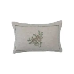 Hello Honey&reg; Botanical Embroidery with French Knots Cotton & Linen Lumbar Pillow
