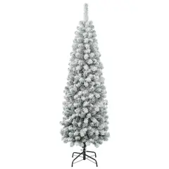 6ft. Unlit Acacia Pencil Slim Flocked Artificial Christmas Tree