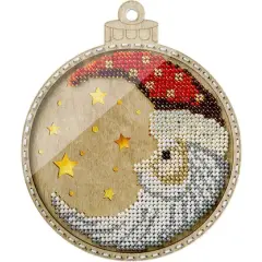 Wonderland Crafts Santa Moon Ornament Bead Embroidery on Wood Kit