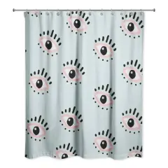 Eyeball Pattern Shower Curtain Light Blue
