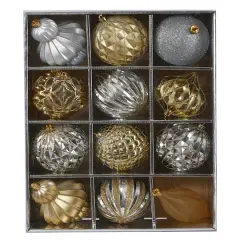 12ct. 4" Gold & Silver Shatterproof Luxe Ornament Set